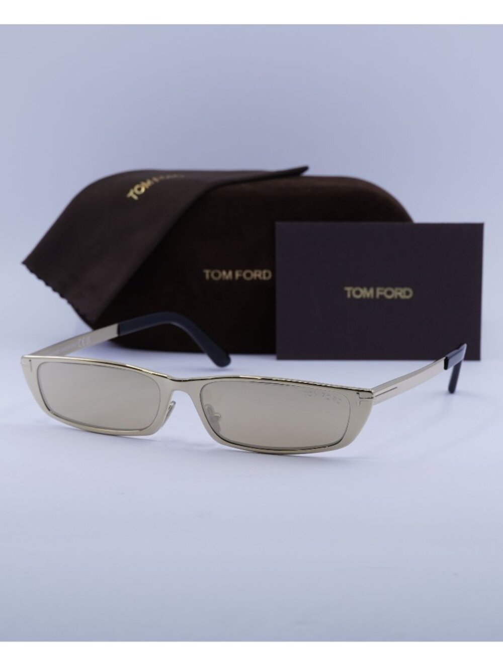 Tom Ford Everett FT1059 32G Rectangle Sunglasses - Gold/Brown Mirror